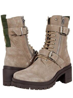 💥KILLER DESING💥Genuine Leather (Suede) Clout Combat Boots in Taupe